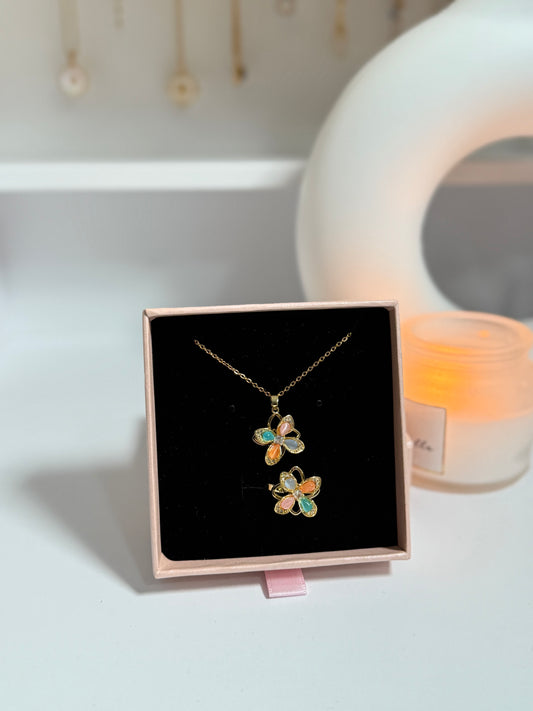 Dahlia Anxiety Fidget Necklace & Ring Set