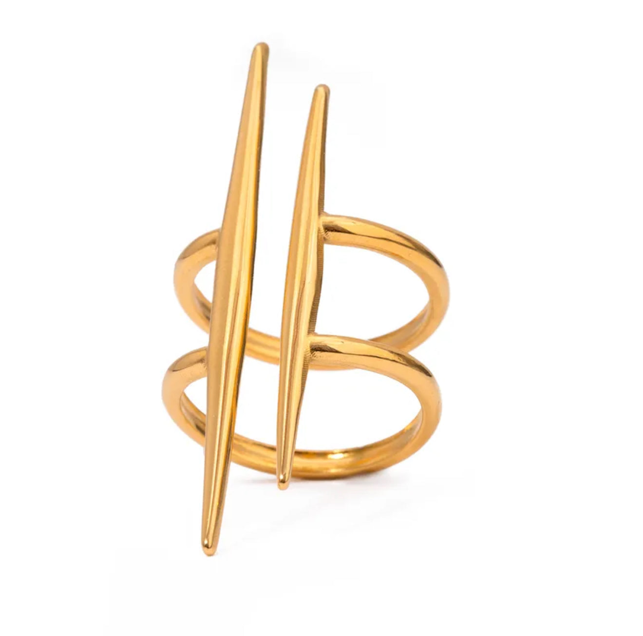 Gold Plated Parallel Double-Layer Lines Ring