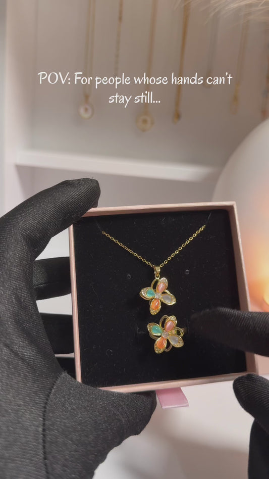 Dahlia Anxiety Fidget Necklace & Ring Set